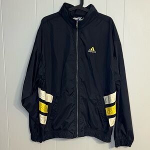 Vintage 90’s Adidas Windbreaker‎ Jacket Black Full Zip Size L